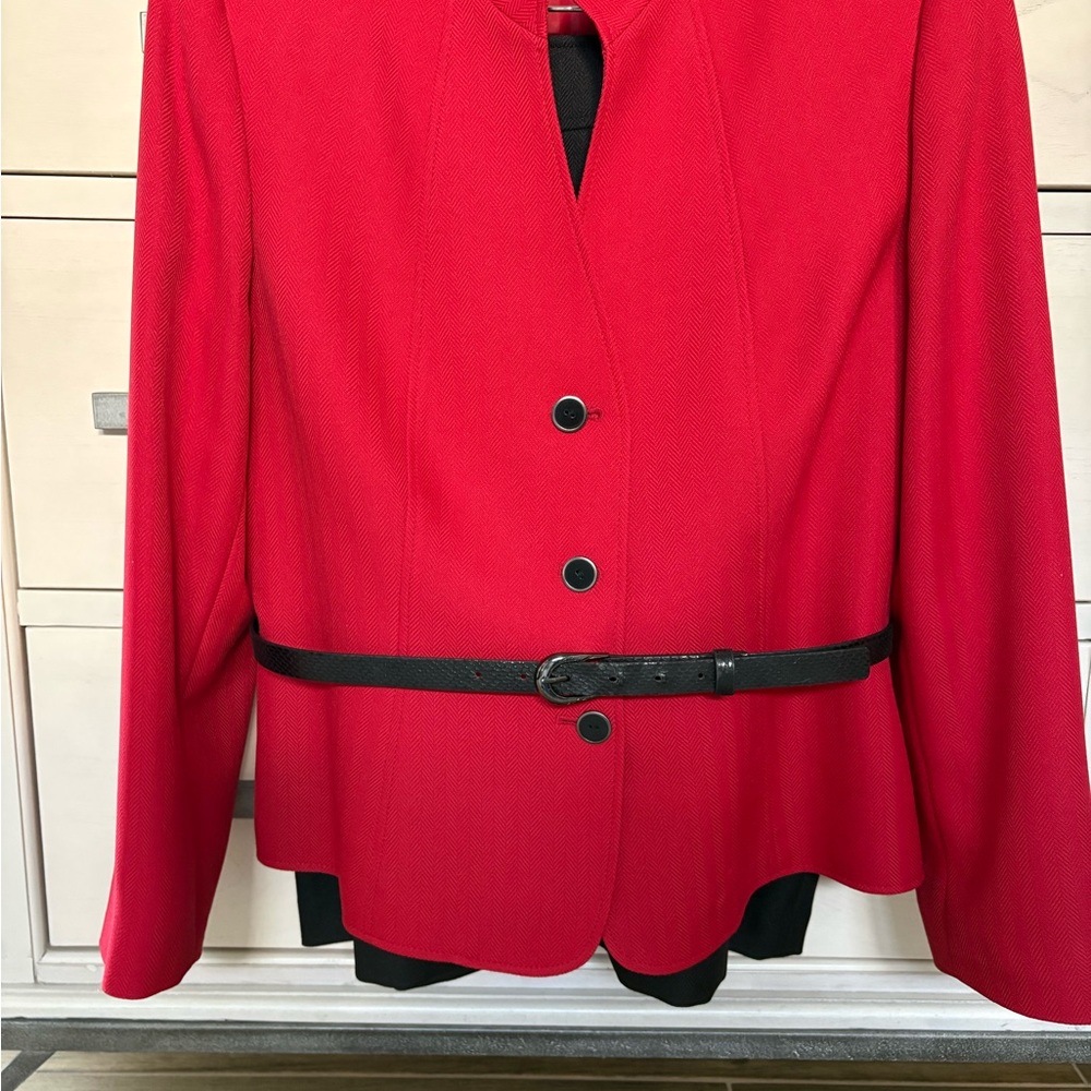 Chic Tahari Suit with Red Jacket with Black Skirt